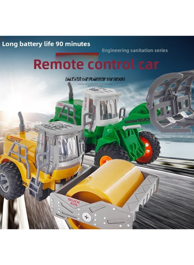 Generic Long Endurance Children's Remote Control Excavation Engineering Bulldozer Road Roller Sanitation Shovel Wooden Car Rc Electric Toy Car-Color:Sanitation Shovel Wooden Car-Proportion:1:30 (e-commerce) Charging Kit  - Image 2