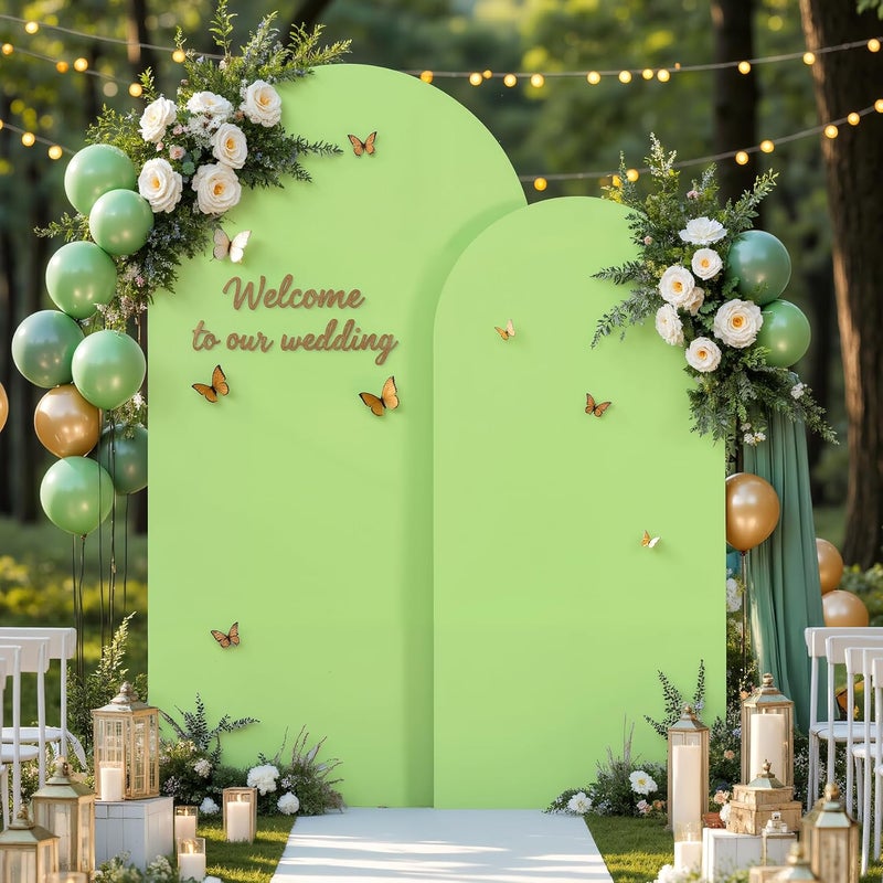 Suppromo Sage Green Arch Cover 2 Set-7.2 and 6ft Arch Backdrop Cover Spandex Fitted Wedding Arch Stand Covers for Birthday Party Baby Shower Bridal Shower Wedding Reception Banquet Photo Background Decorations - Image 2