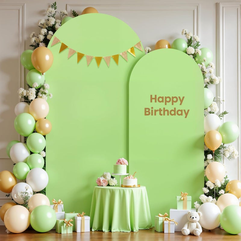 Suppromo Sage Green Arch Cover 2 Set-7.2 and 6ft Arch Backdrop Cover Spandex Fitted Wedding Arch Stand Covers for Birthday Party Baby Shower Bridal Shower Wedding Reception Banquet Photo Background Decorations - Image 1