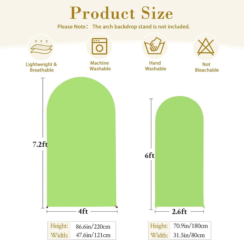 Suppromo Sage Green Arch Cover 2 Set-7.2 and 6ft Arch Backdrop Cover Spandex Fitted Wedding Arch Stand Covers for Birthday Party Baby Shower Bridal Shower Wedding Reception Banquet Photo Background Decorations - Image 5
