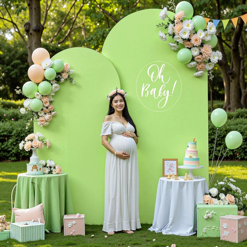Suppromo Sage Green Arch Cover 2 Set-7.2 and 6ft Arch Backdrop Cover Spandex Fitted Wedding Arch Stand Covers for Birthday Party Baby Shower Bridal Shower Wedding Reception Banquet Photo Background Decorations - Image 3