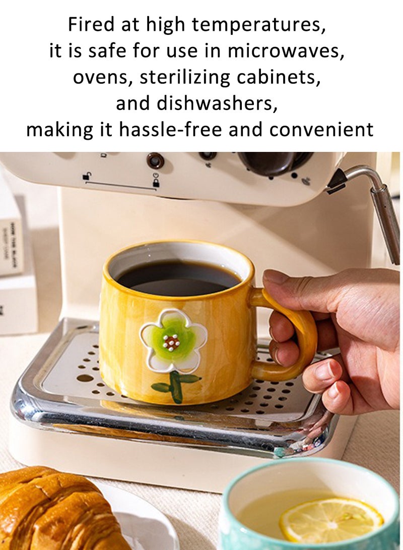 Coffee Ceramic Mug, Multifunction Hand Painted Cup for Juice, Milk & Oatmeal, for Office and Home, Oven, Dishwasher and Microwave Safe, 300ml (Blue) - Image 2