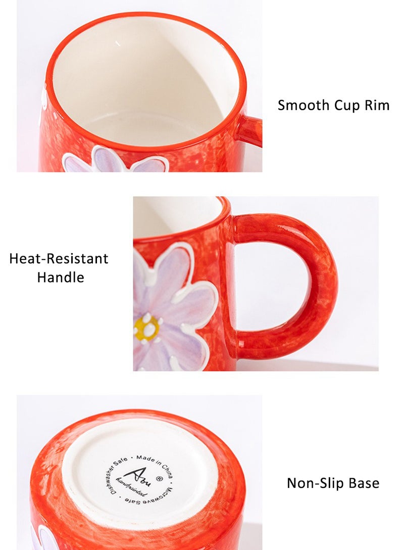 Coffee Ceramic Mug, Multifunction Hand Painted Cup for Juice, Milk & Oatmeal, for Office and Home, Oven, Dishwasher and Microwave Safe, 300ml (Blue) - Image 3
