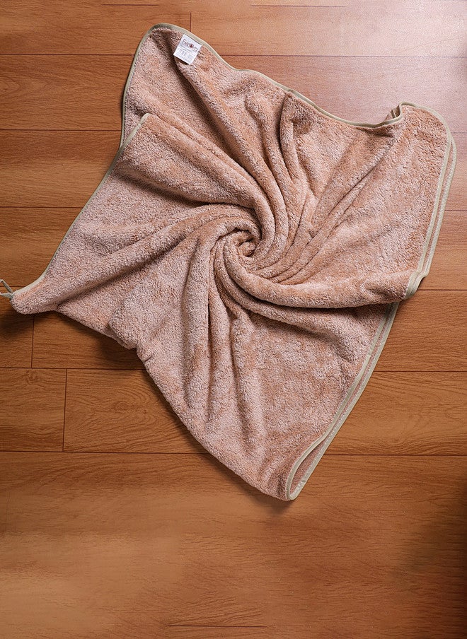 Fezora Beige and Grey Solid Microfiber 400GSM Super Soft Bath Towel Set - 2 Pieces - Image 4