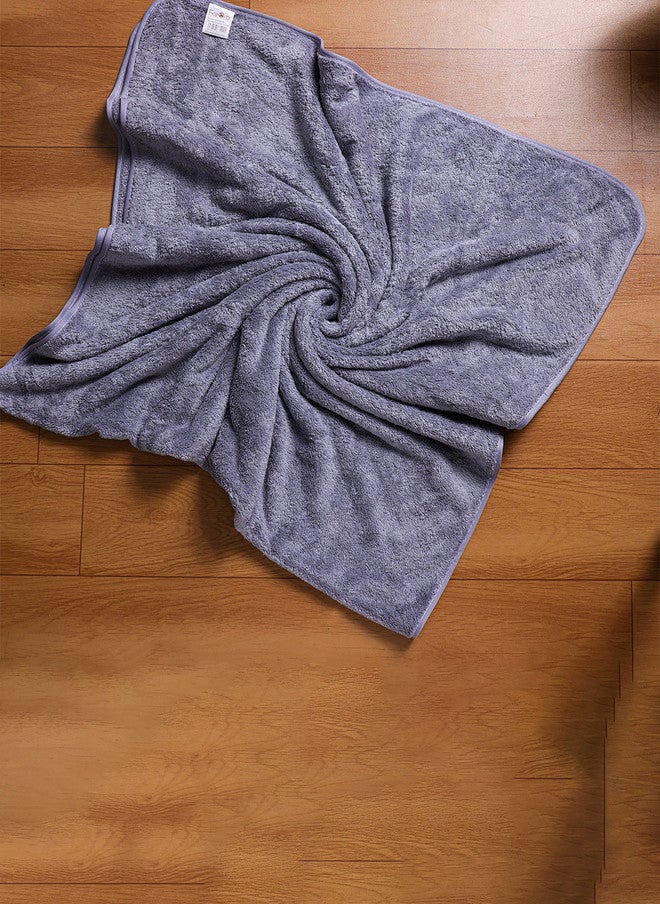 Fezora Beige and Grey Solid Microfiber 400GSM Super Soft Bath Towel Set - 2 Pieces - Image 5