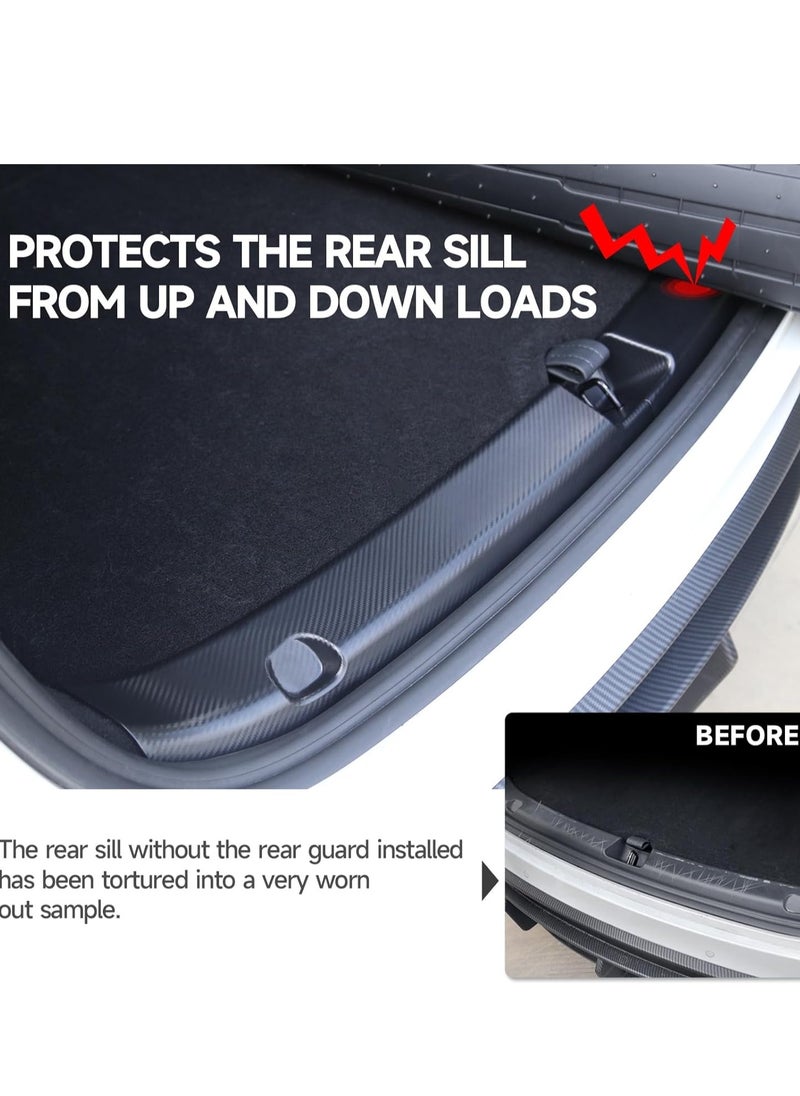 Excefore - Car Rear Bumper Guard for Tesla Model Y, ABS Trunk Bumper Protector Guard, Car Rear Trunk Edge Protector (3D Carbon Fiber Pattern) - Image 1