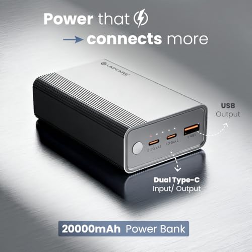 Lapcare Boost 65W PD Super Fast USB Charging 20000Mah Laptop Powerbank Supports Super Fast Charging 2.0, Charges Macbooks, Laptops, Dslrs and Gaming Console, Silver - Image 3
