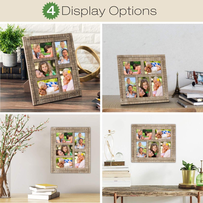EXCELLO GLOBAL PRODUCTS Collage Picture Frames from Rustic Distressed Wood: Holds Five 4x6 Photos: - EGP-HD-0025 - Image 4