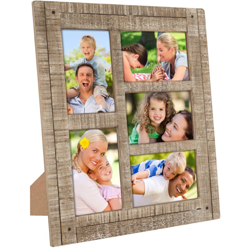 EXCELLO GLOBAL PRODUCTS Collage Picture Frames from Rustic Distressed Wood: Holds Five 4x6 Photos: - EGP-HD-0025 - Image 1