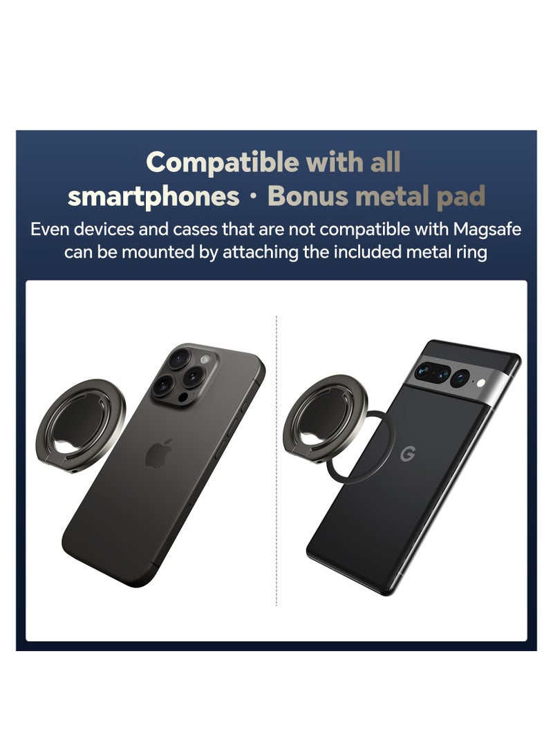 Zikra Magnetic Phone Ring Holder for Mag-Safe,Magnetic Phone Ring Stand Finger Grip with Two-Sided Adjustable Magnetic Compatible for iPhone, iPad and Smartphones, Compatible with Magnetic Car Mount - Image 2