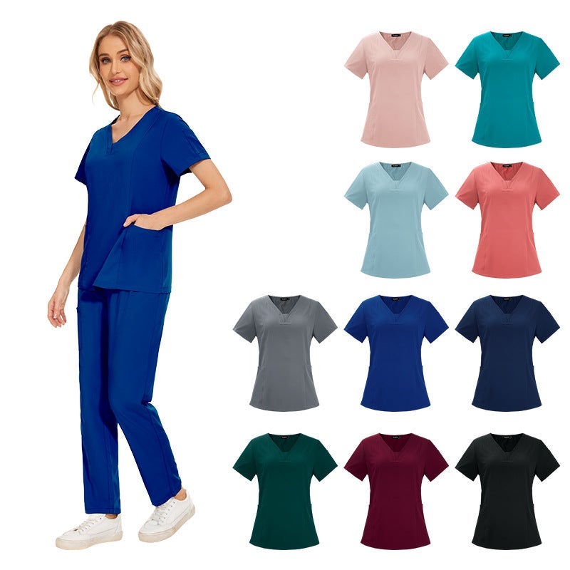 Professional Short Sleeve Medical Scrub Top for Doctors and Nurses, S-XXL, Black