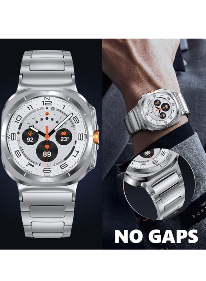 إلترازون Premium Stainless Steel Band Compatible with Samsung Galaxy Watch Ultra 47mm (2024) | No-Gap Business Metal Replacement Strap | Adjustable  Durable Wristband for Galaxy Watch 7 Ultra 47mm | Sleek, Elegant  Comfortable for Men – Silver - Image 3