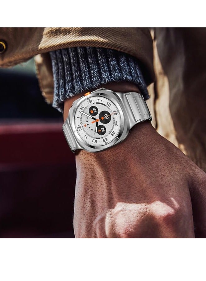 إلترازون Premium Stainless Steel Band Compatible with Samsung Galaxy Watch Ultra 47mm (2024) | No-Gap Business Metal Replacement Strap | Adjustable  Durable Wristband for Galaxy Watch 7 Ultra 47mm | Sleek, Elegant  Comfortable for Men – Silver - Image 5