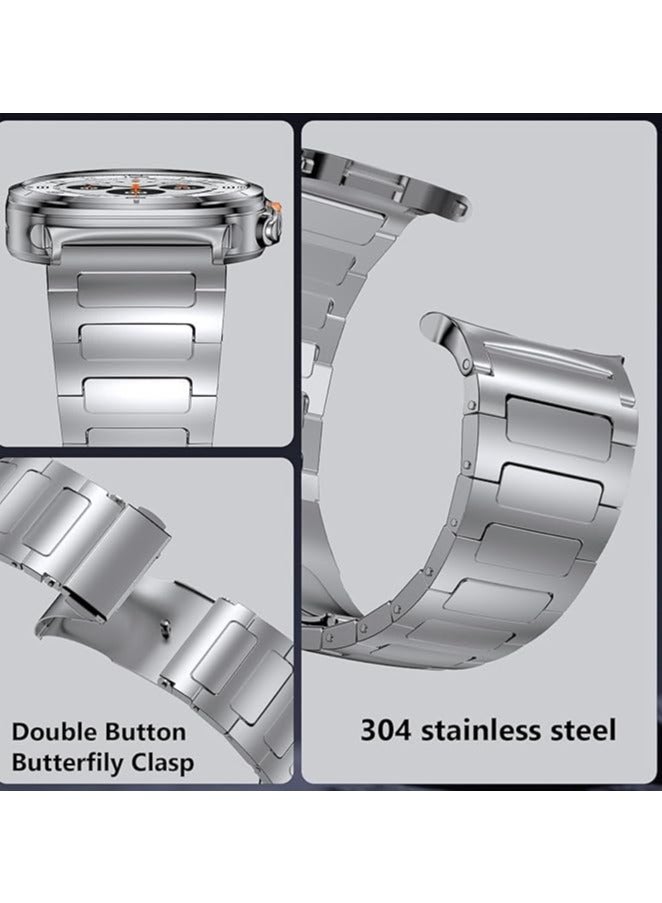 إلترازون Premium Stainless Steel Band Compatible with Samsung Galaxy Watch Ultra 47mm (2024) | No-Gap Business Metal Replacement Strap | Adjustable  Durable Wristband for Galaxy Watch 7 Ultra 47mm | Sleek, Elegant  Comfortable for Men – Silver - Image 4