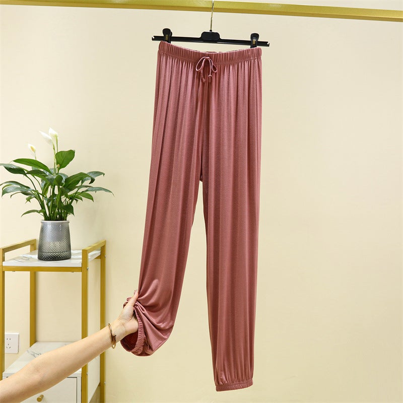 Modal Casual Pants Womens Summer Thin Loose Ankle-length Pants Large Size Sports Outer Wear Ankle-length Pants Harlan Pants Lotus root starch 