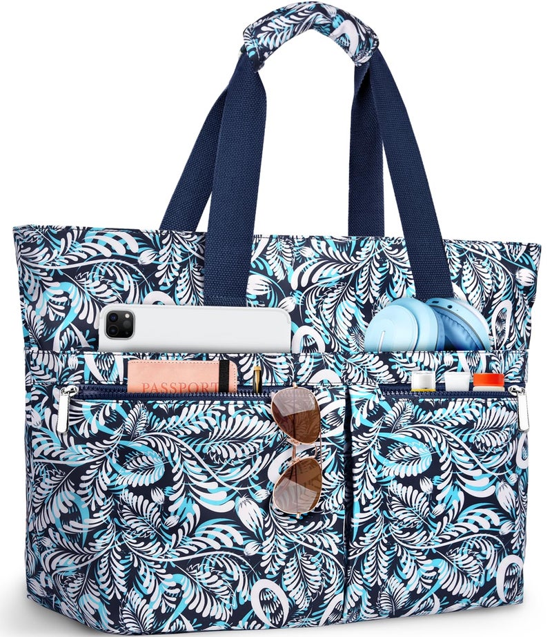 HUANLANG Large Beach Bags for Women Pool Bag with Zipper Waterproof Sandproof Beach Tote Travel Bag with Wet Pocket - Image 2