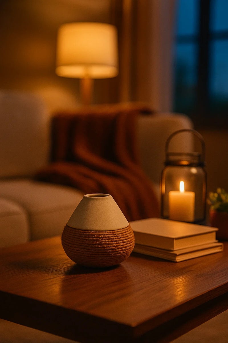 ماريا هومز مزهرية تصميم الحبل الخزفي الأبيض – أصيص زهور عصري لديكور المنزل والمكتب - Image 2