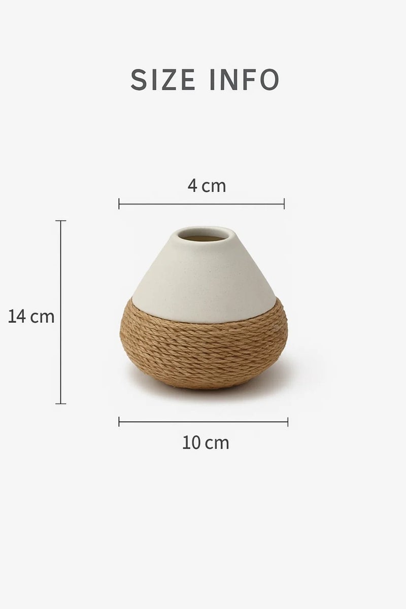 ماريا هومز مزهرية تصميم الحبل الخزفي الأبيض – أصيص زهور عصري لديكور المنزل والمكتب - Image 5