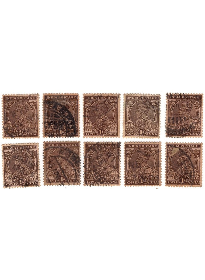 Mahaphilla British India Rare 1911-1936 King George KGV Vintage Stamps 10 Pcs Used for Stamp Collection Brown  - Image 2