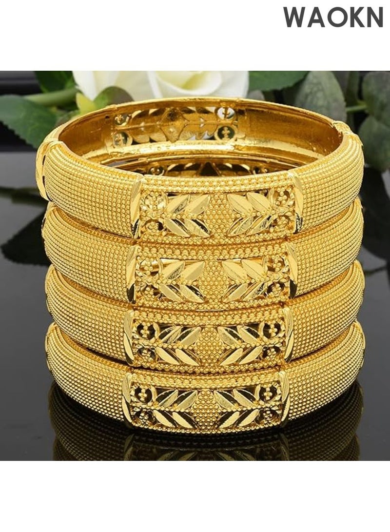 WAOKN Luxury Ethiopian Wedding Bangles for Women - Traditional Geometric Design | Handcrafted Bridal Jewelry with Cultural Heritage | Exquisite Gift for Wedding Ceremonies - Image 4