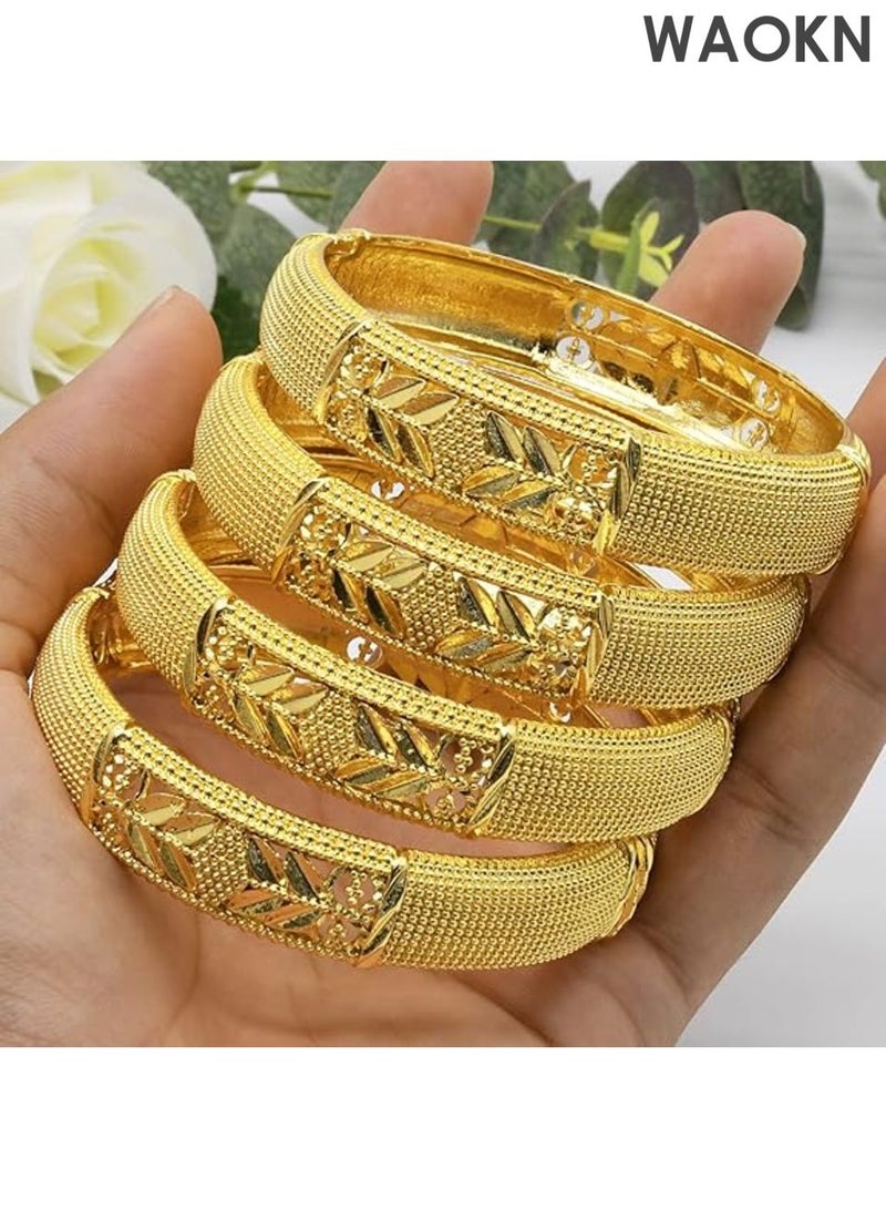 WAOKN Luxury Ethiopian Wedding Bangles for Women - Traditional Geometric Design | Handcrafted Bridal Jewelry with Cultural Heritage | Exquisite Gift for Wedding Ceremonies - Image 3