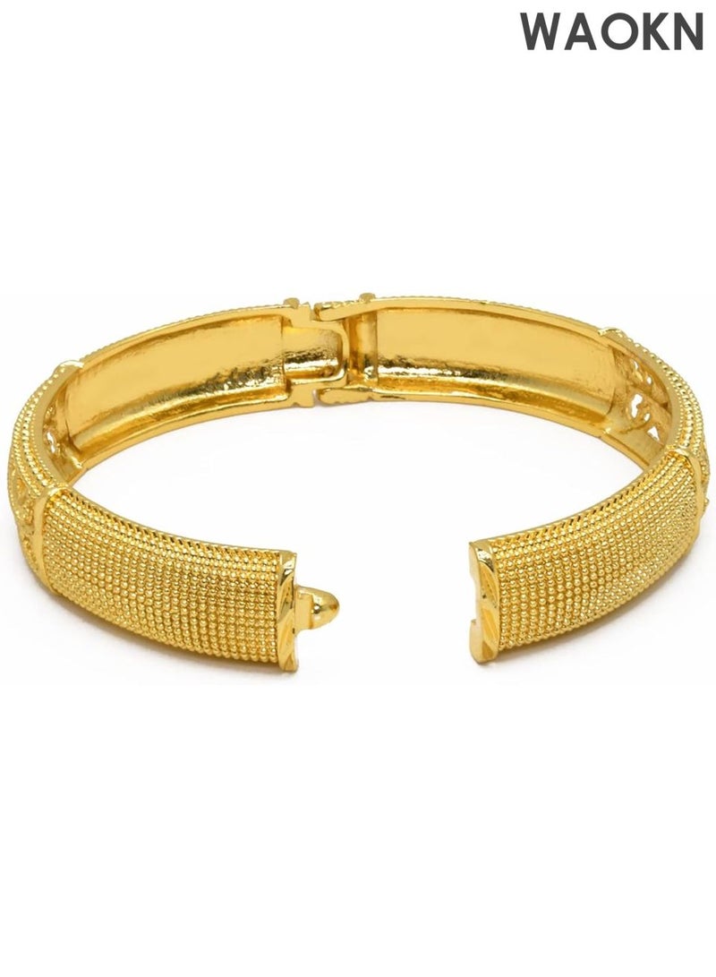 WAOKN Luxury Ethiopian Wedding Bangles for Women - Traditional Geometric Design | Handcrafted Bridal Jewelry with Cultural Heritage | Exquisite Gift for Wedding Ceremonies - Image 2