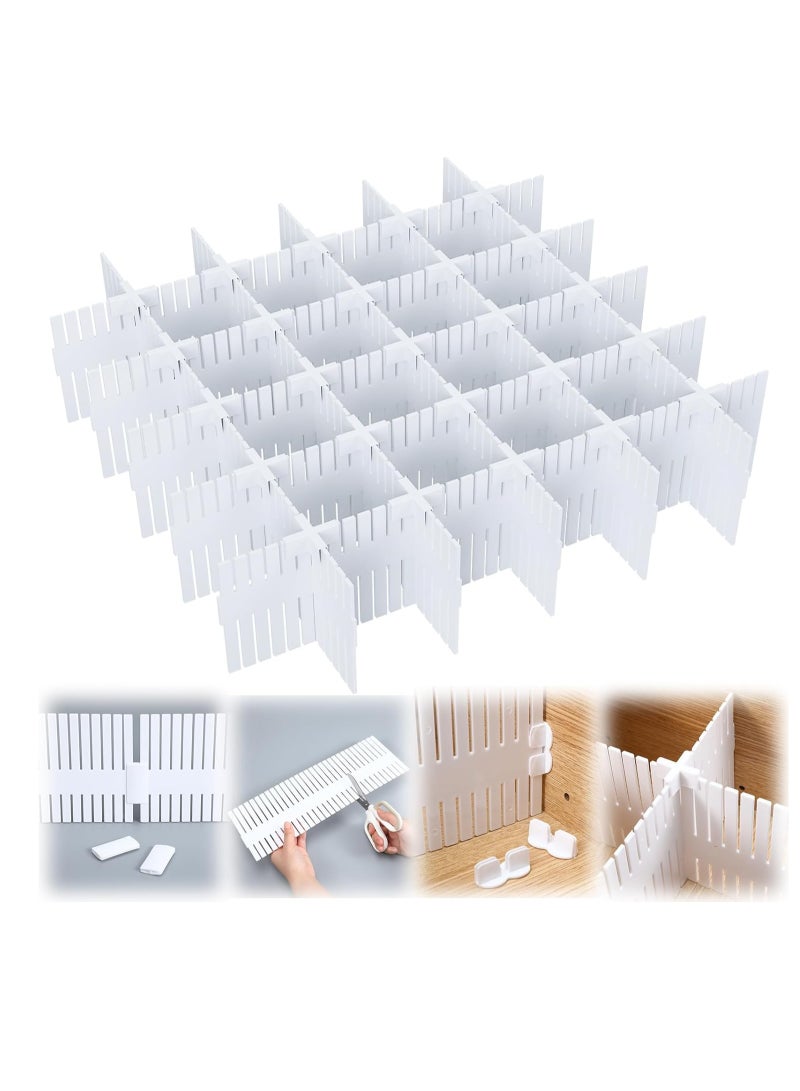 YelaJoy 16 Pcs Drawer Divider,  Adjustable Drawer Organizer with Fixed Buckle,  DIY Storage Organizer Separator with Fixed Buckle for Socks, Underwear, Makeup, Kitchen, Bedroom, Dresser( White, 38 * 7cm) - Image 1