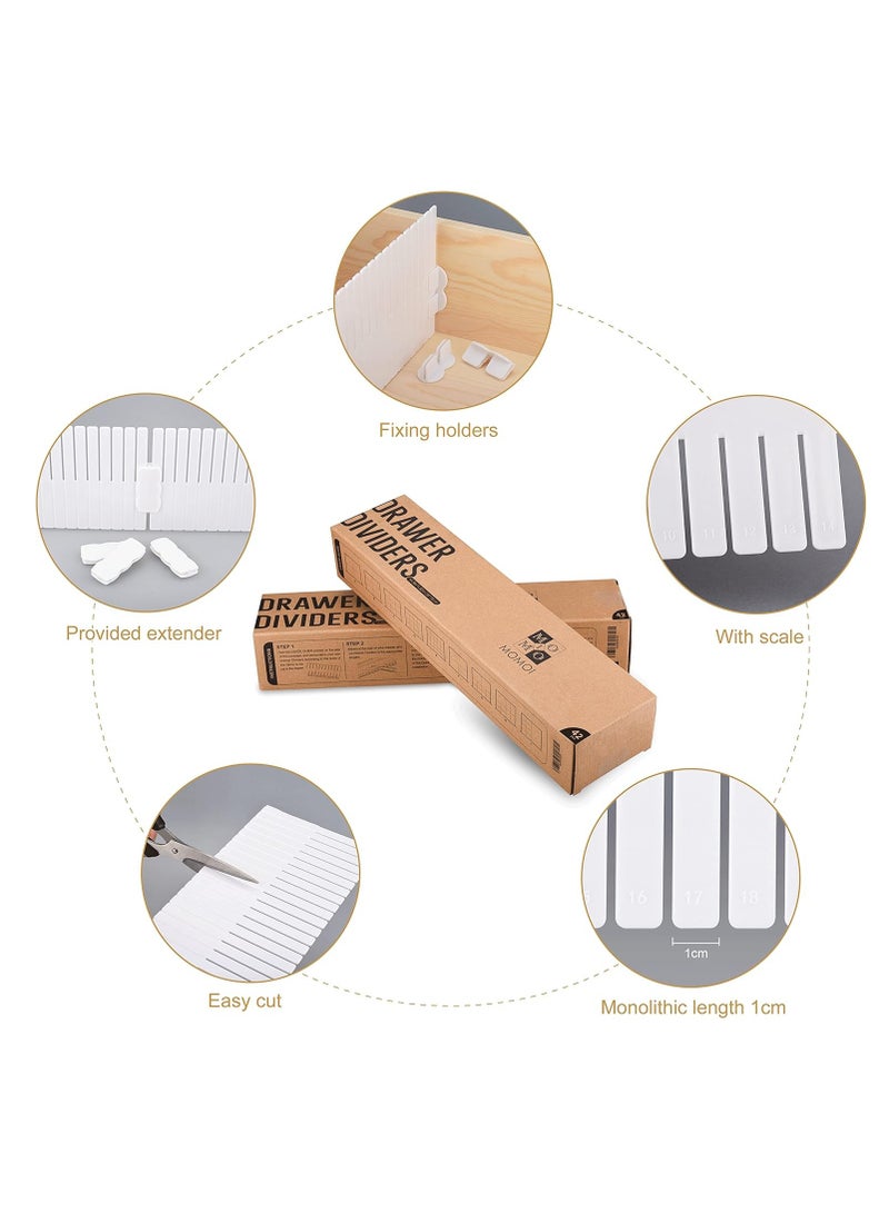 YelaJoy 16 Pcs Drawer Divider,  Adjustable Drawer Organizer with Fixed Buckle,  DIY Storage Organizer Separator with Fixed Buckle for Socks, Underwear, Makeup, Kitchen, Bedroom, Dresser( White, 38 * 7cm) - Image 2