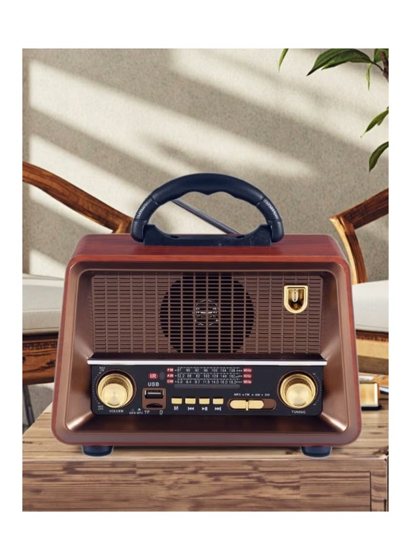 Denx Rechargeable Radio with Remote Control, Large Capacity Battery, Portable, Classic FM Radio, Supports Bluetooth, SD Card Slot, USB and AUX Port  - Image 5