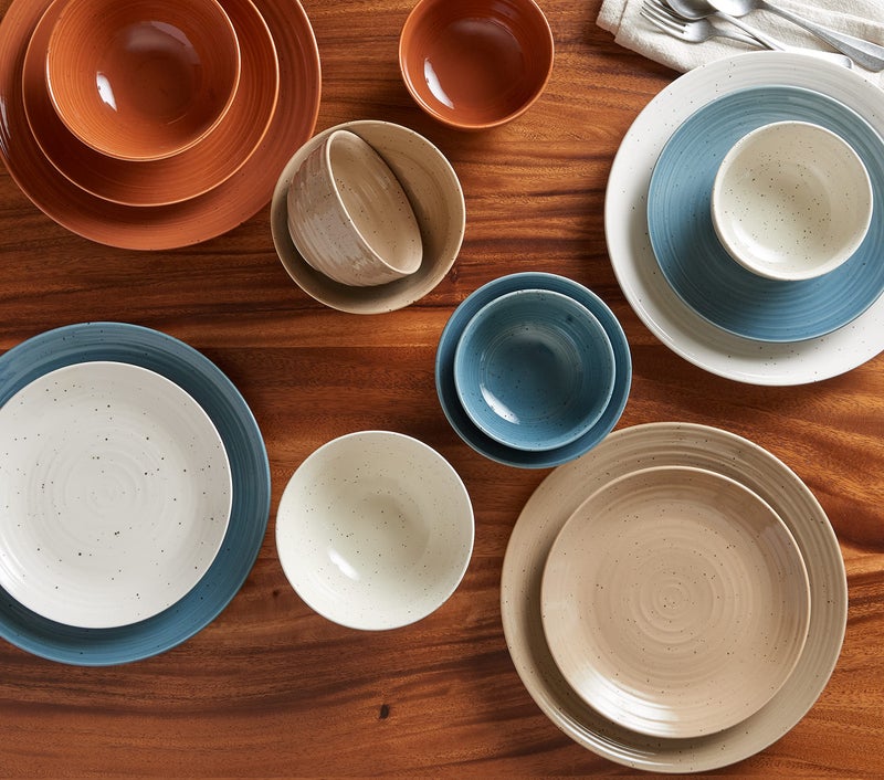 Sango Siterra Painter's Palette 16-Piece Stoneware Dinnerware Set - Service for 4, Ceramic Plates and Bowls Sets, Chip Resistant, Rustic Dishware, Microwave & Dishwasher Safe Kitchen Dishes - Image 3