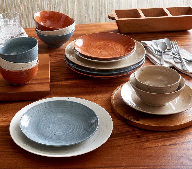Sango Siterra Painter's Palette 16-Piece Stoneware Dinnerware Set - Service for 4, Ceramic Plates and Bowls Sets, Chip Resistant, Rustic Dishware, Microwave & Dishwasher Safe Kitchen Dishes - Image 4