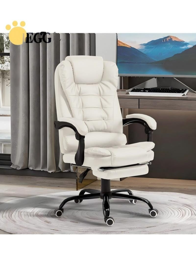 إج كرسي مكتب مريح للكمبيوتر مصنوع من جلد البولي يوريثان، كرسي دوار قابل للتعديل بارتفاع عالي الظهر مع تدليك بنقطتين - Image 3