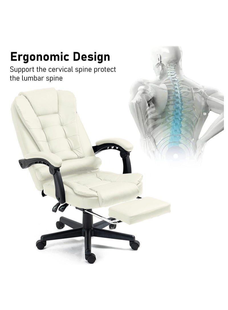 إج كرسي مكتب مريح للكمبيوتر مصنوع من جلد البولي يوريثان، كرسي دوار قابل للتعديل بارتفاع عالي الظهر مع تدليك بنقطتين - Image 4