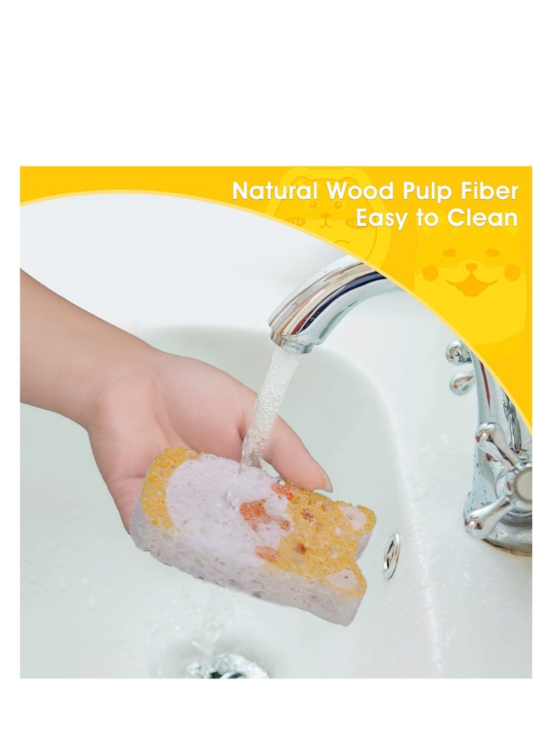 Captaintech 8 Pieces Cute Compressed Kitchen Sponges, Non-Scratch Cellulose Cleaning Sponges, Reusable Washing Dish Sponge, Powerful Cleaning, Degradable Pop up Sponges for Dish Glass Floors Cleaning - Image 5