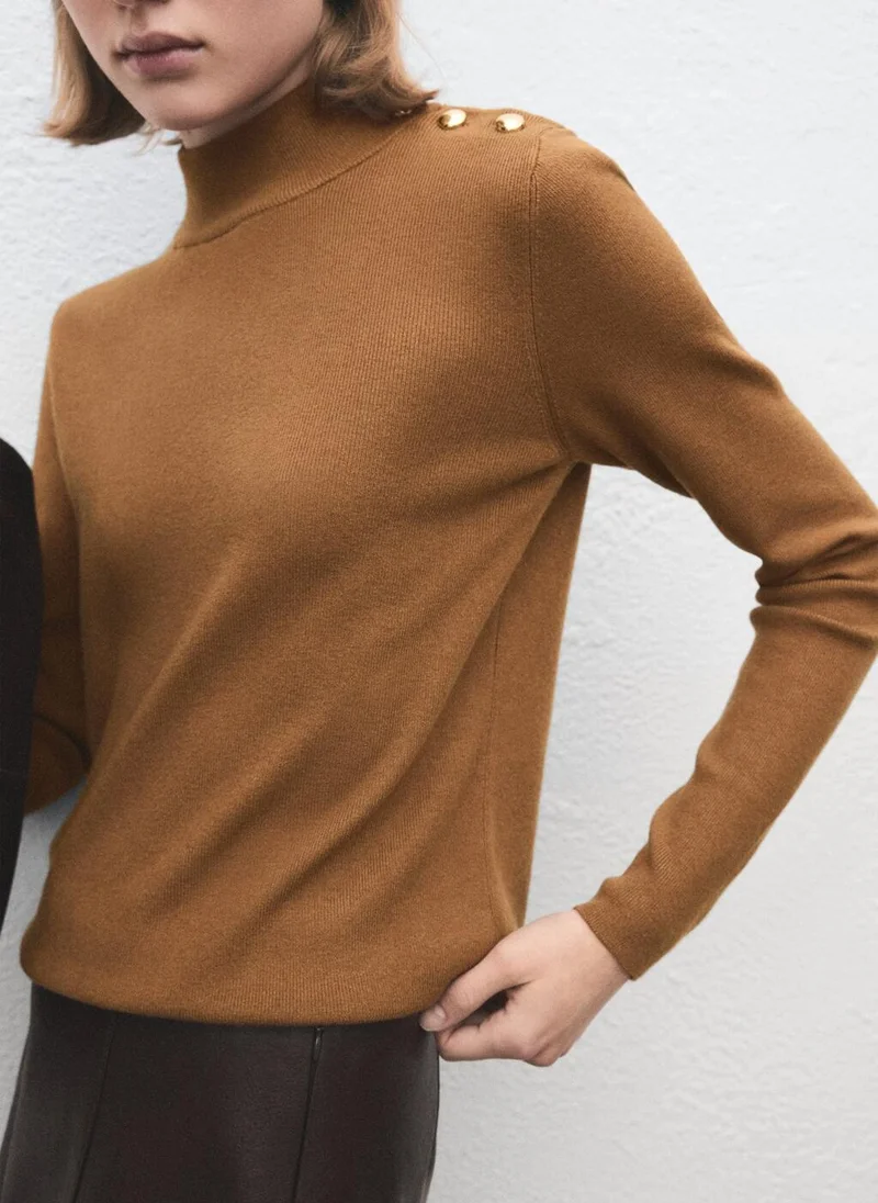 MANGO Perkins-neck sweater with button
