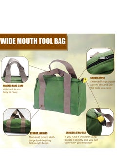 Y&D 16 Inch Heavy Duty Canvas Tool Bag, Portable Wide Mouth Large Capacity Handbag, Rugged Organizer Tote Suitable for Plumbers, Electricians, Carpenters, Handymen (Green)  - Image 3