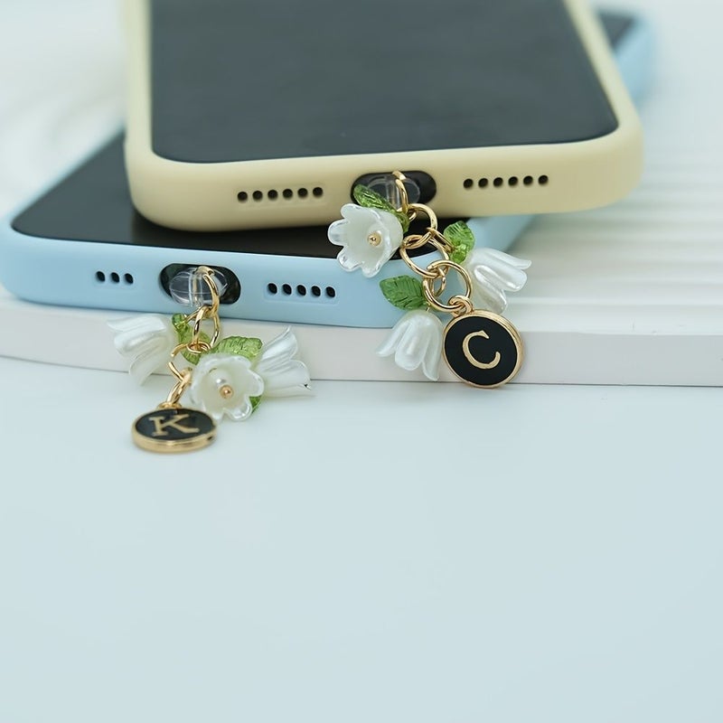 Pack Of 1 Iphone 5 To 14 Letter Initial Anti Dust Plug Charm - Image 1