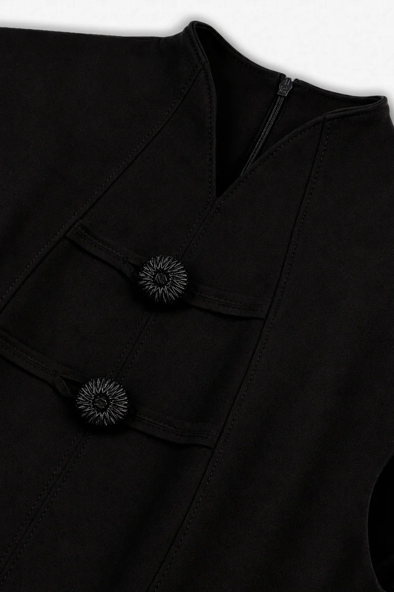 Nocturne  Padded-Shoulder Button-Detail Maxi Dress for Women | Best Price UAE
