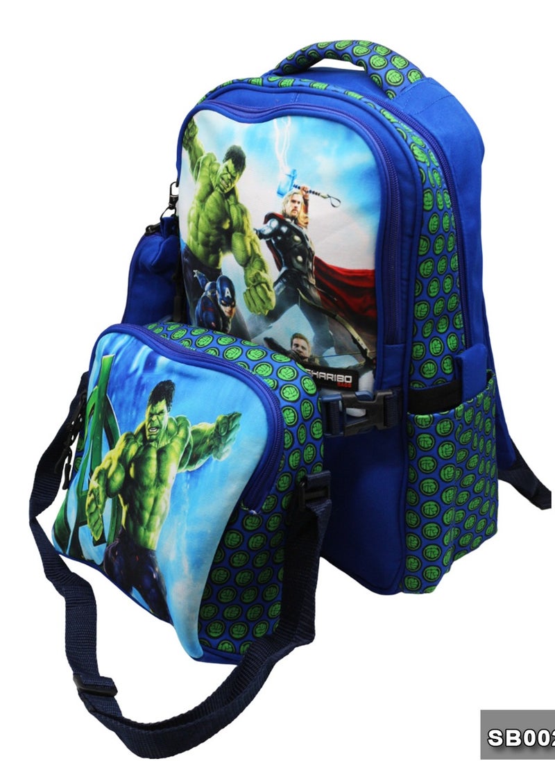 Gharibo Bags School backpack with lunch bag Size 17 model 26 Hulk  - Image 3