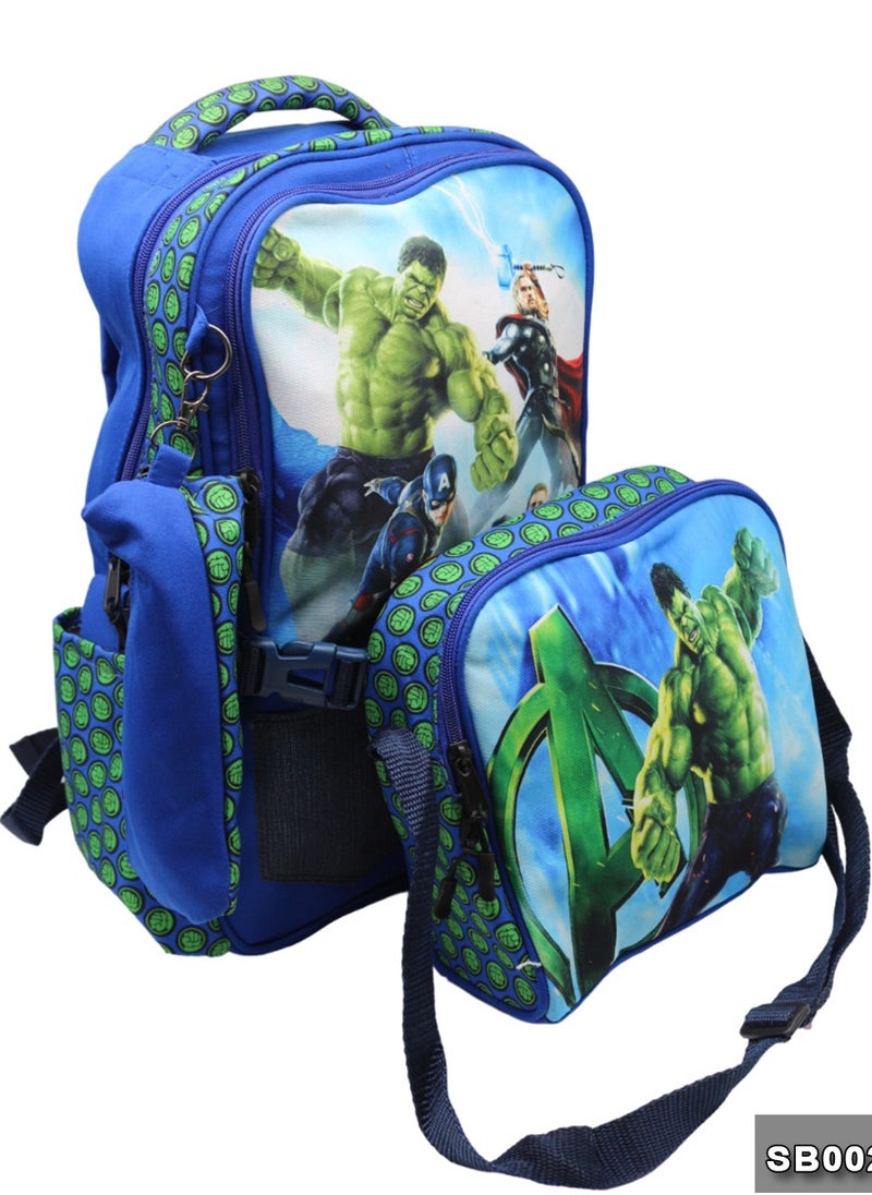 Gharibo Bags School backpack with lunch bag Size 17 model 26 Hulk  - Image 2