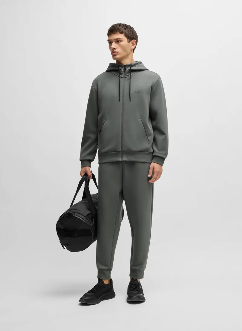 بوس Stretch-cotton zip-up hoodie with logo print