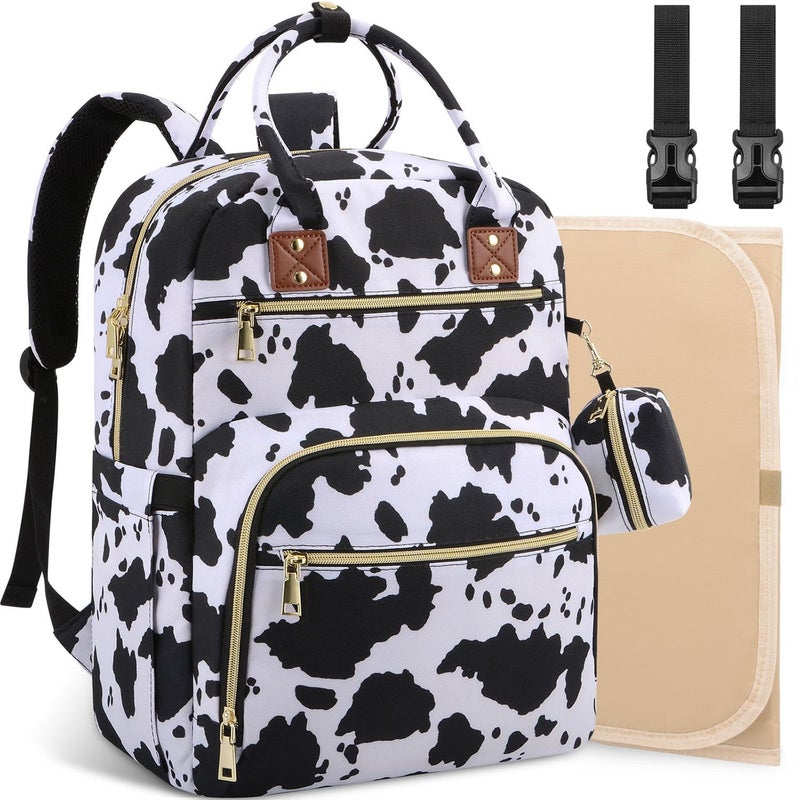 Tenot Baby Diaper Bag Backpack Travel Diaper Bags for Baby Girl Boy Large Capacity Baby Bag Backpack for Women Cow Print