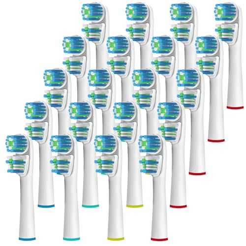 Alayna Replacement Brush Heads Compatible with OralB Braun- Best Double Clean, Pack of 20 Electric Toothbrush Replacement Heads- for Oral B Pro, 1000, 8000, 9000, Sonic, Adults, Kids, Vitality, Dual P