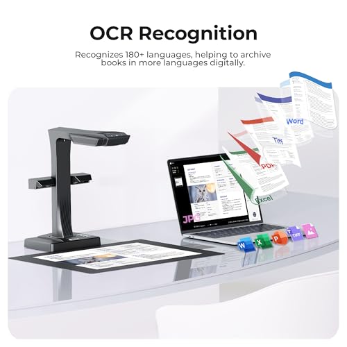 CZUR ET16 Plus Advanced Book & Document Scanner, 2nd Gen Auto-Flatten&Deskew Tech, 16MP Camera, Capture A3, 186 Languages OCR, Convert to PDF/Searchable PDF/Word/Tiff/Excel, Run On Windows&MacOS - Image 3
