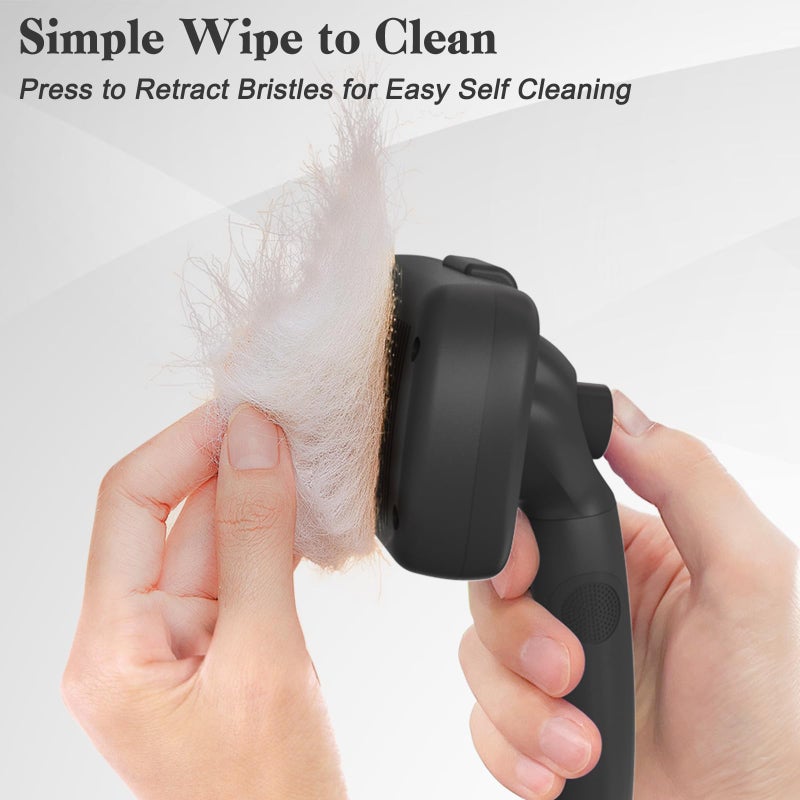 Swihauk Self Cleaning Slicker Brush for Dogs & Cats - Skin Friendly Deshedding and Grooming Brush for Haired Pets, Pet Supplies Accessory, Black - Image 3