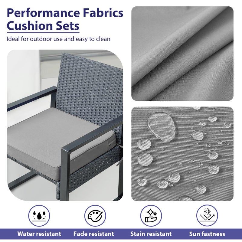 IPYNBAP Outdoor Chair Cushions Set of 4 -Waterproof Outdoor Seat Cushions for Patio Furniture, Patio Chair Cushion with Handle and Ties, Square Out Door Chair Pads,19" x 19" x 3", Grey - Image 3