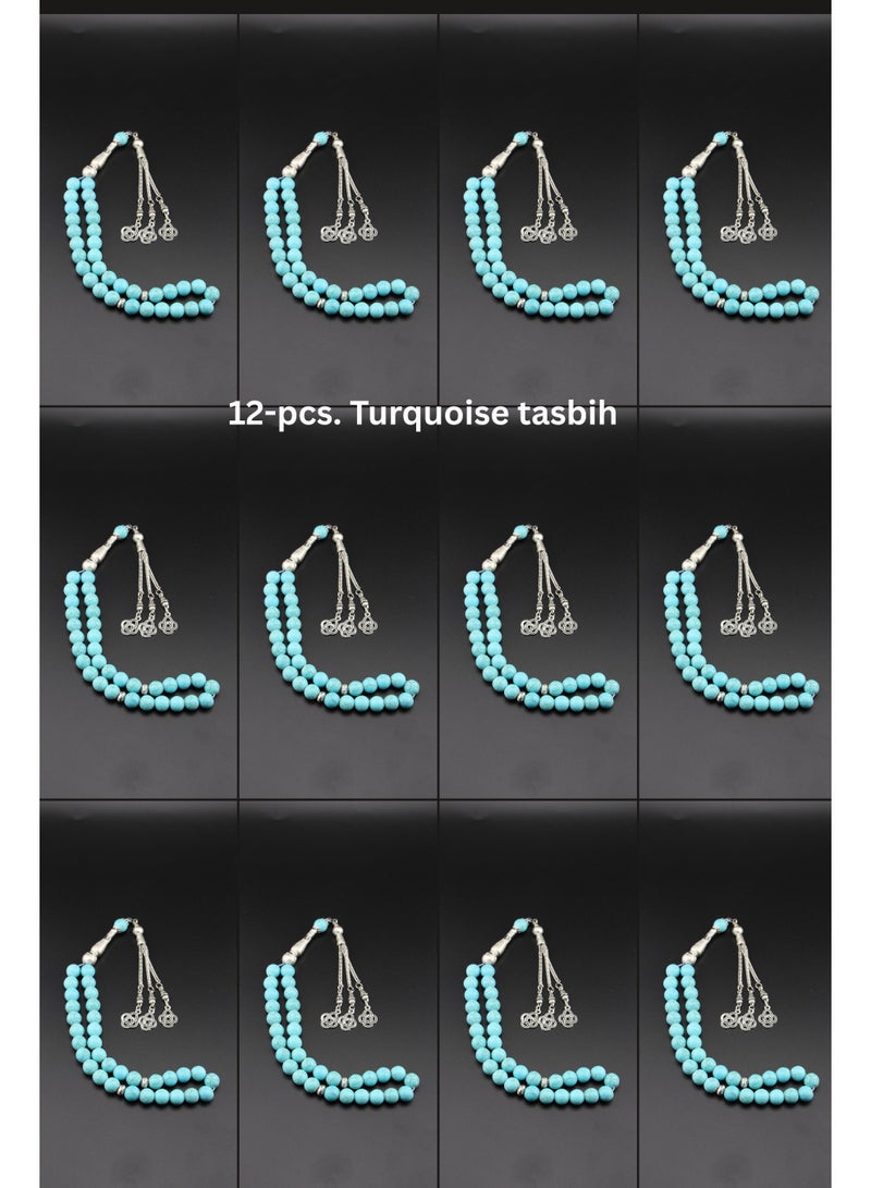 Kamins Collection 12-pcs Round Turquoise Tasbih - Image 1