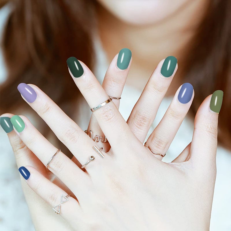 JERCLITY 24 Sheets Solid Cool Colors Nail Stickers Full Wraps Real Polish Strips for Women Art Bright Color Gel Strips With File - Image 3