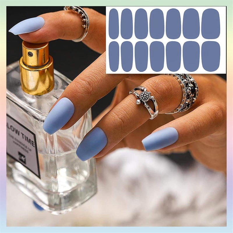 JERCLITY 24 Sheets Solid Cool Colors Nail Stickers Full Wraps Real Polish Strips for Women Art Bright Color Gel Strips With File - Image 5