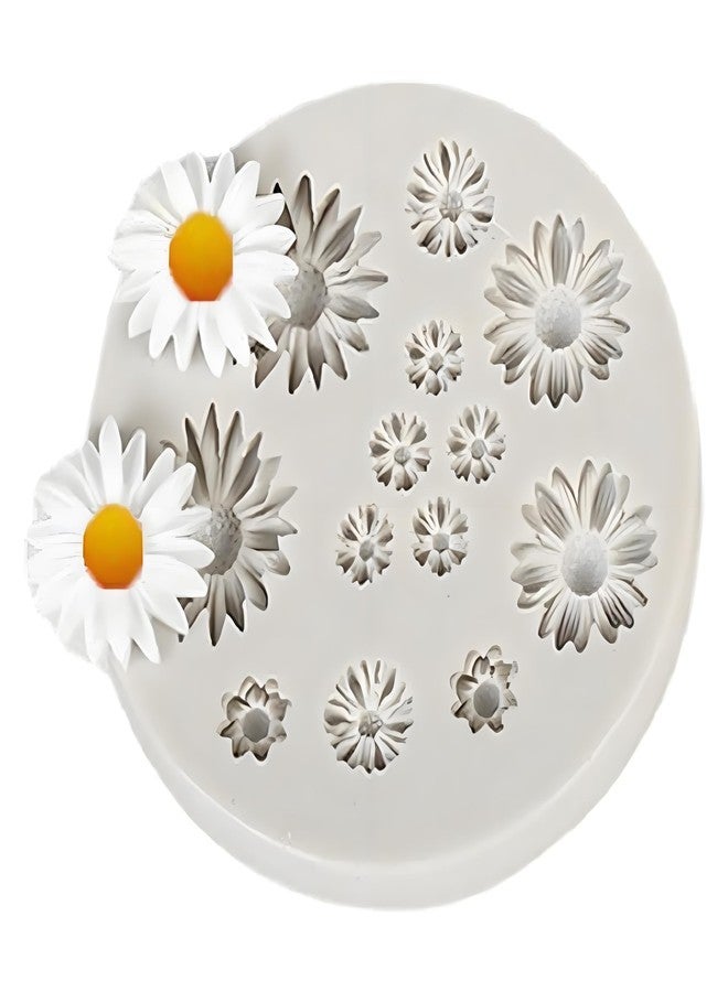 Kryoflare Cute Daisy Silicone Molds, Flower Shaped Fondant and Chocolate Molds, Baking Tools Miniature Clay Molds for Jewelry Making and Earrings Cake Decorating Cupcake Topper Chocolate Polymer Clay Gum Past - Image 1